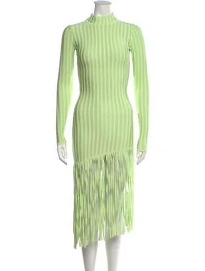 Pre-owned Ronny Kobo Striped Midi Length Dress In Green