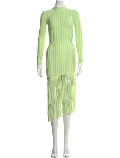 Pre-owned Ronny Kobo Striped Midi Length Dress In Green