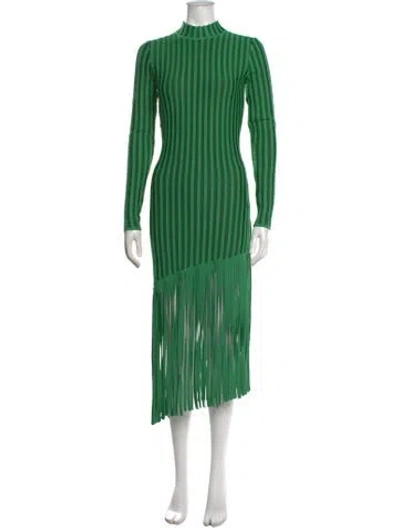 Pre-owned Ronny Kobo Striped Midi Length Dress In Green