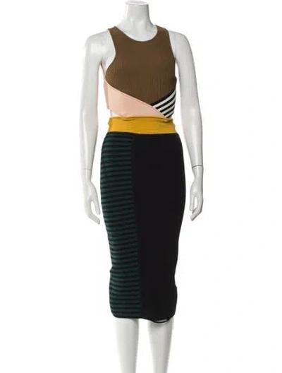 Pre-owned Ronny Kobo Striped Midi Length Dress In Multi