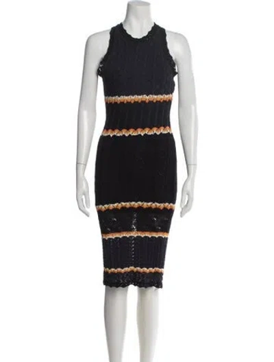 Pre-owned Ronny Kobo Striped Midi Length Dress In Multi