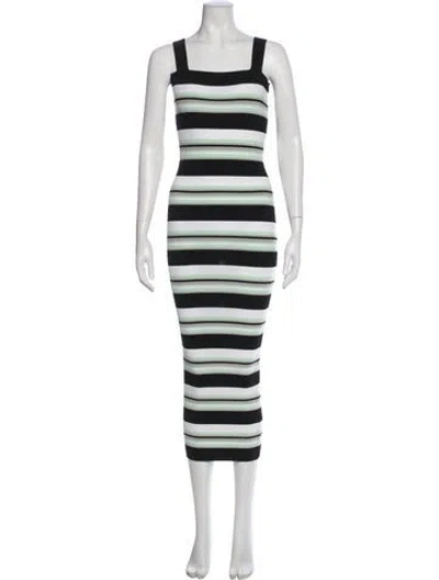 Pre-owned Ronny Kobo Striped Midi Length Dress W/ Tags In Black