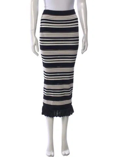 Pre-owned Ronny Kobo Striped Midi Length Skirt In Black