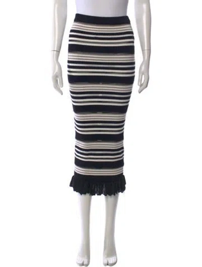 Pre-owned Ronny Kobo Striped Midi Length Skirt In Black