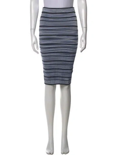 Pre-owned Ronny Kobo Striped Midi Length Skirt In Blue