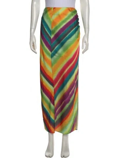 Pre-owned Ronny Kobo Striped Midi Length Skirt In Red