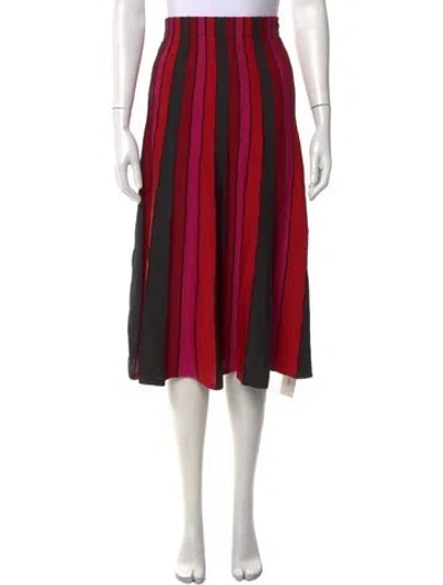 Pre-owned Ronny Kobo Striped Midi Length Skirt In Red