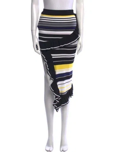 Pre-owned Ronny Kobo Striped Midi Length Skirt W/ Tags In Black