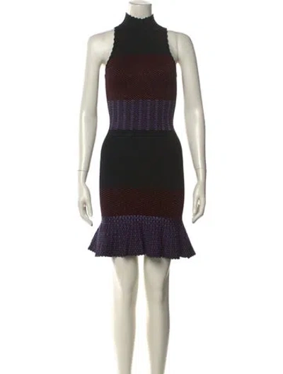 Pre-owned Ronny Kobo Striped Mini Dress In Black