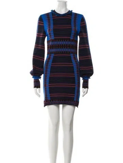 Pre-owned Ronny Kobo Striped Mini Dress In Blue