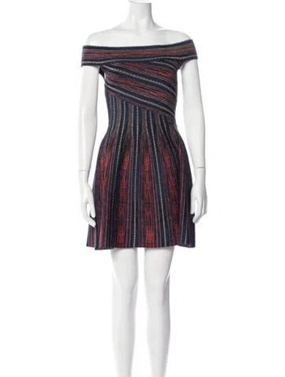 Pre-owned Ronny Kobo Striped Mini Dress In Blue