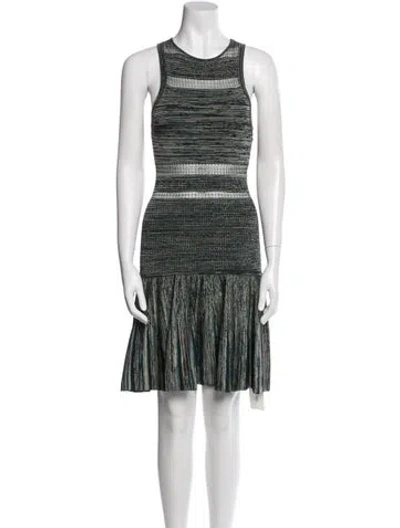 Pre-owned Ronny Kobo Striped Mini Dress In Green