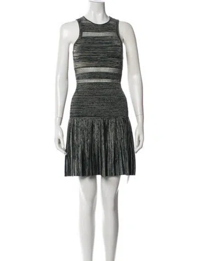 Pre-owned Ronny Kobo Striped Mini Dress In Green