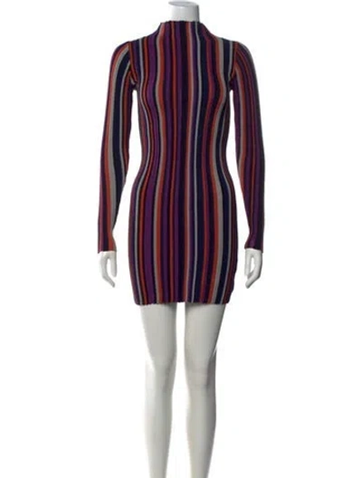 Pre-owned Ronny Kobo Striped Mini Dress In Multicolor