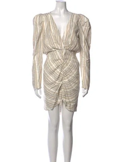 Pre-owned Ronny Kobo Striped Mini Dress In Neutral