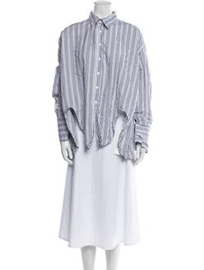 Pre-owned Ronny Kobo Striped Mini Dress In White