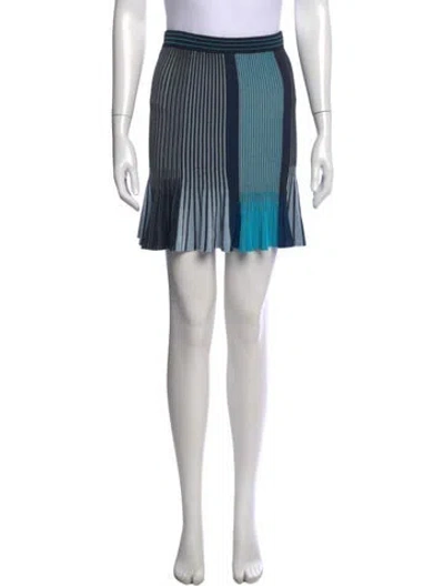 Pre-owned Ronny Kobo Striped Mini Skirt In Blue