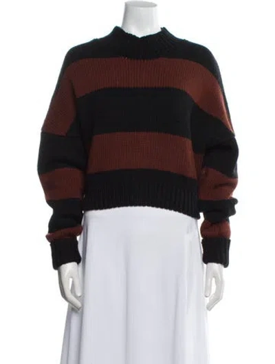 Pre-owned Ronny Kobo Striped Mock Neck Sweater In Blue