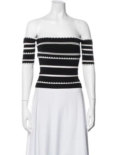 Pre-owned Ronny Kobo Striped Off-the-shoulder Crop Top
