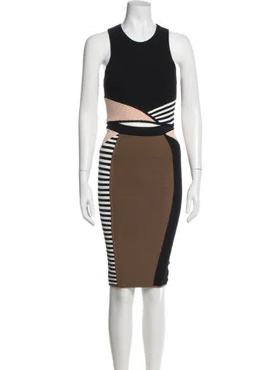 Pre-owned Ronny Kobo Striped Skirt Set In Brown