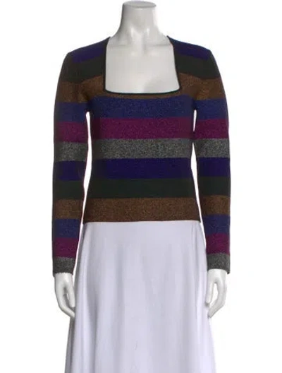 Pre-owned Ronny Kobo Striped Square Neckline Top