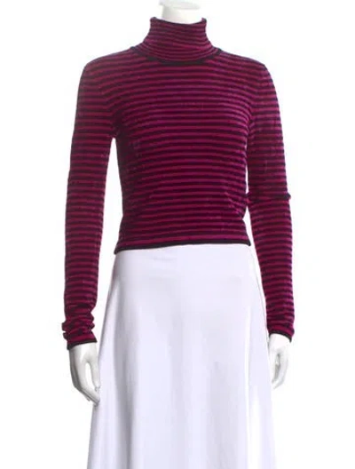 Pre-owned Ronny Kobo Striped Turtleneck Sweater In Purple