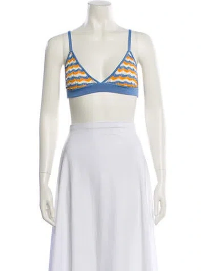 Pre-owned Ronny Kobo Striped V-neck Crop Top In Multi