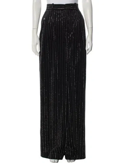 Pre-owned Ronny Kobo Striped Wide Leg Pants In Black