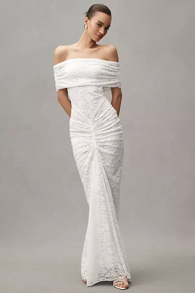 Ronny Kobo Tamsin Off-the-shoulder Ruched Lace Maxi Dress
