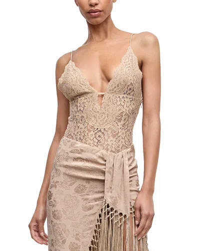 Ronny Kobo Terry Lace Bodysuit In Neutral