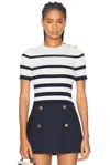Ronny Kobo Tiara Knit Top In Ivory & Navy