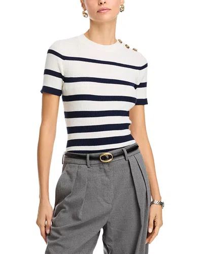 Ronny Kobo Tiara Knit Top In Ivory Navy