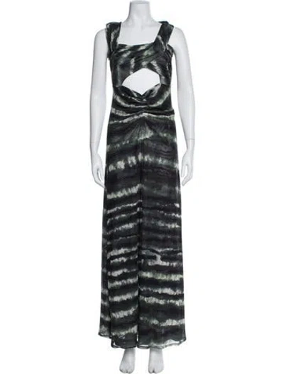 Pre-owned Ronny Kobo Tie-dye Print Long Dress In Black