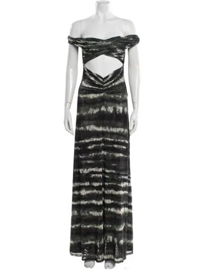 Pre-owned Ronny Kobo Tie-dye Print Long Dress In Green