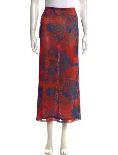 Pre-owned Ronny Kobo Tie-dye Print Long Skirt In Orange
