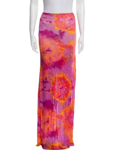 Pre-owned Ronny Kobo Tie-dye Print Long Skirt In Pink
