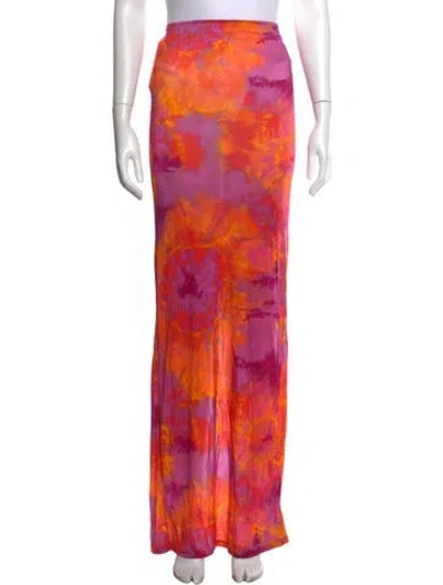Pre-owned Ronny Kobo Tie-dye Print Long Skirt W/ Tags In Orange