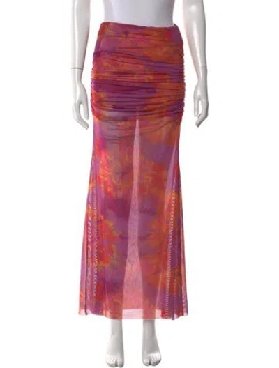 Pre-owned Ronny Kobo Tie-dye Print Long Skirt In Yellow