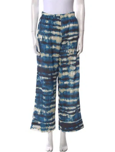 Pre-owned Ronny Kobo Tie-dye Print Wide Leg Pants In Blue