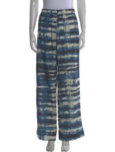 Pre-owned Ronny Kobo Tie-dye Print Wide Leg Pants In Blue