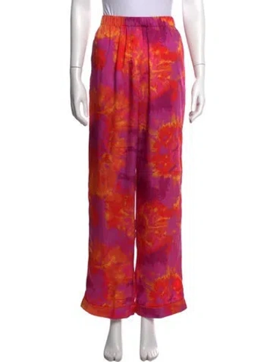 Pre-owned Ronny Kobo Tie-dye Print Wide Leg Pants In Pink