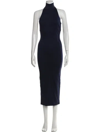 Pre-owned Ronny Kobo Turtleneck Long Dress In Blue