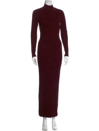 Pre-owned Ronny Kobo Turtleneck Long Dress In Burgundy
