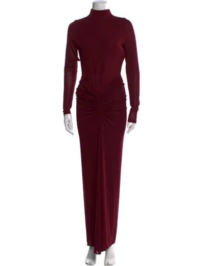 Pre-owned Ronny Kobo Turtleneck Long Dress In Burgundy
