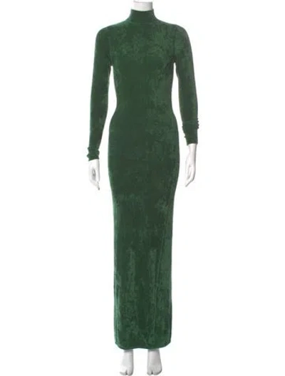 Pre-owned Ronny Kobo Turtleneck Long Dress In Green