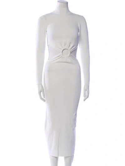 Pre-owned Ronny Kobo Turtleneck Long Dress In White