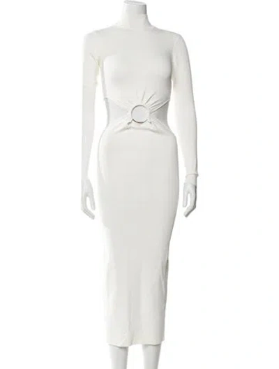 Pre-owned Ronny Kobo Turtleneck Long Dress In White