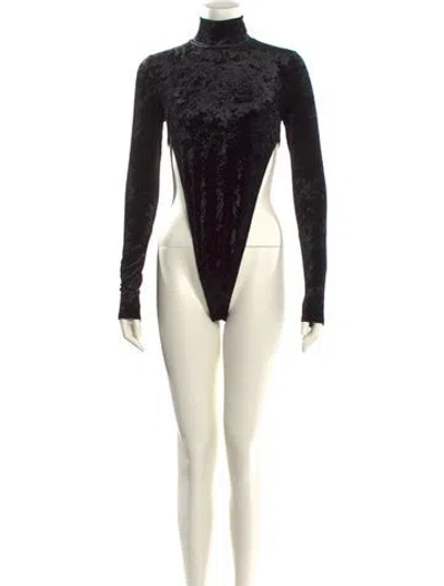 Pre-owned Ronny Kobo Turtleneck Long Sleeve Bodysuit In Black