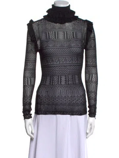 Pre-owned Ronny Kobo Turtleneck Long Sleeve Sweatshirt In Black