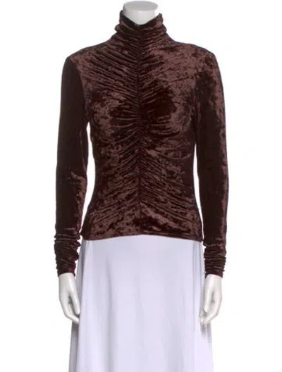 Pre-owned Ronny Kobo Turtleneck Long Sleeve Top In Brown